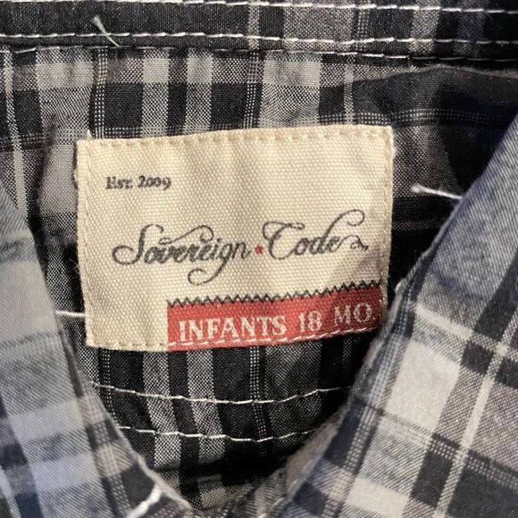 Nwt Sovereign Code Charcoal Plaid Western Snap Shirt 18mo - Picture 4 of 6